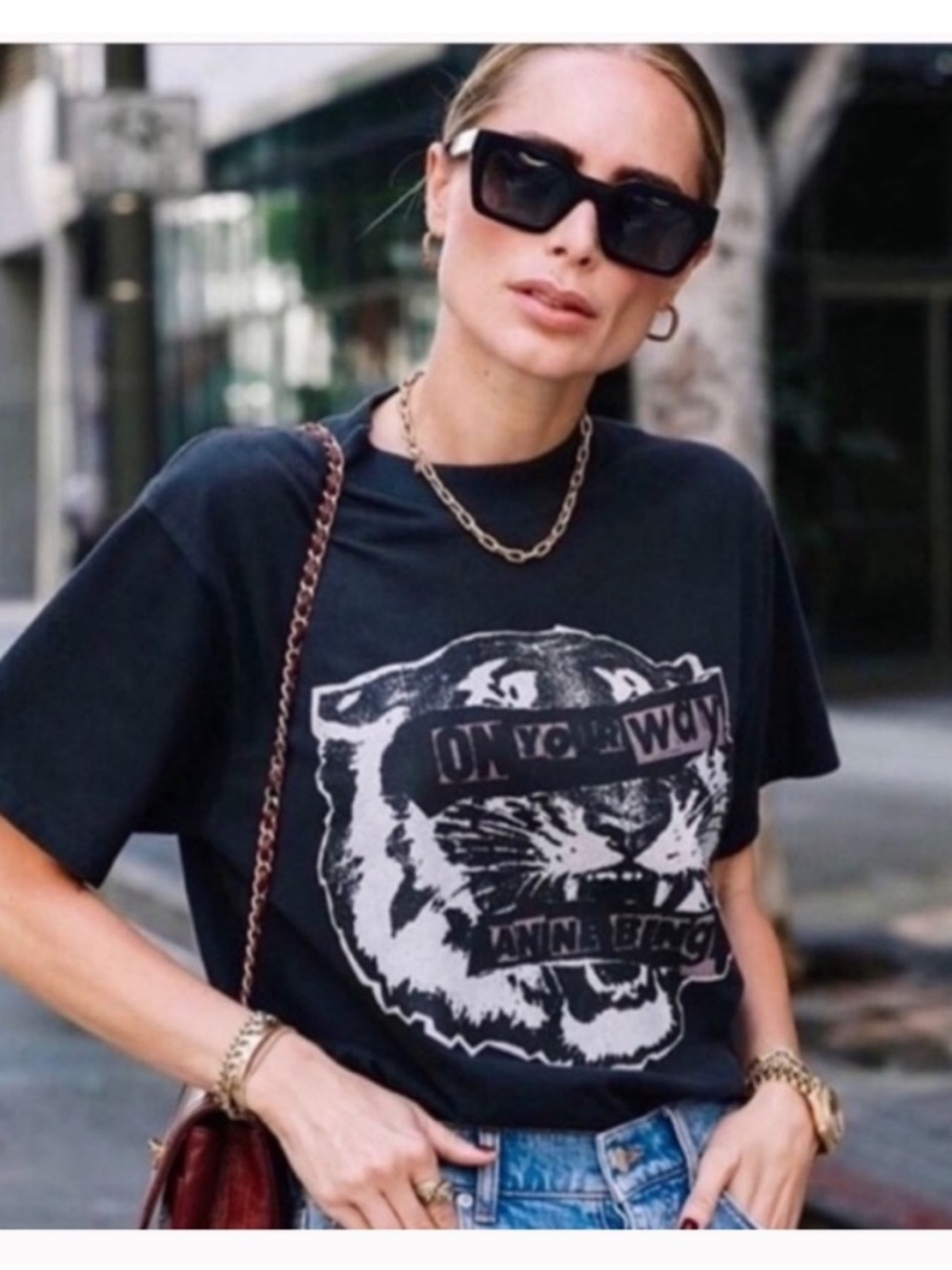 Anine Bing Lili Tee Tiger Eyes sz M